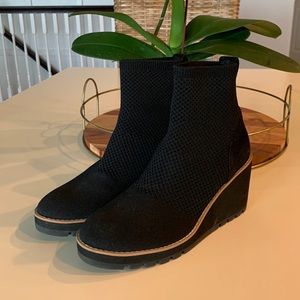 Eileen Fisher wedge stretch knit booties-black-7.5